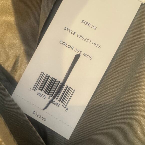 Vince Split Neck Silk Blend Tunic Blouse Long Sleeve Moss Green Size XS NWT - Picture 8 of 11